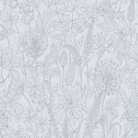 Profhome - Blumen Tapete 378342 Vliestapete glatt mit floralen Ornamenten matt weiß silber grau 5,33 m2 - weiß von PROFHOME