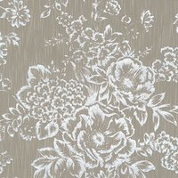 Blumen Tapete Profhome 306574 Textiltapete strukturiert mit floralen Ornamenten glänzend silber braun 5,33 m2 - silber von PROFHOME