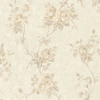 Profhome - Blumen Tapete 372263 Vliestapete leicht strukturiert mit floralen Ornamenten matt braun beige creme 5,33 m2 - braun von PROFHOME