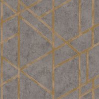 Grafik Tapete Profhome 369281 Vliestapete leicht strukturiert mit geometrischen Formen glänzend grau gold 5,33 m2 - grau von PROFHOME