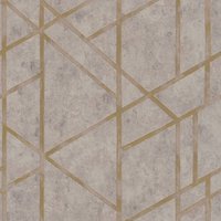 Grafik Tapete Profhome 369283 Vliestapete leicht strukturiert mit geometrischen Formen glänzend gold beige grau 5,33 m2 - gold von PROFHOME