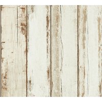 Holz Tapete Profhome 368931 Vliestapete glatt in Holzoptik matt creme braun schwarz 5,33 m2 - creme von PROFHOME