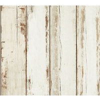 Profhome - Holz Tapete 368931 Vliestapete glatt in Holzoptik matt creme braun schwarz 5,33 m2 von PROFHOME