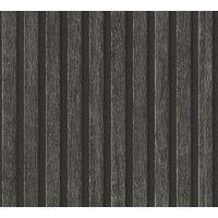 Profhome - Holz Tapete 391094 heißgeprägte Vliestapete strukturiert mit Streifen matt anthrazit grau schwarz 5,33 m2 von PROFHOME