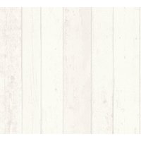 Holz Tapete Profhome 855046 Vliestapete glatt in Holzoptik matt weiß grau 5,33 m2 - weiß von PROFHOME