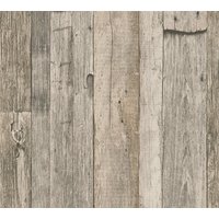 Holz Tapete Profhome 959312 Vliestapete glatt in Holzoptik matt grau weiß beige 5,33 m2 - grau von PROFHOME