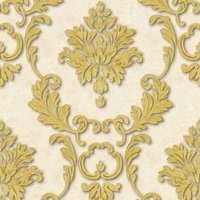 Profhome - Barock Tapete 324223 Vliestapete leicht strukturiert mit Ornamenten matt creme gold 5,33 m2 - creme von PROFHOME
