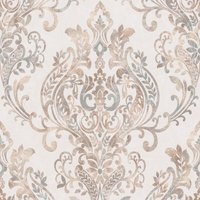 Barock Tapete Profhome 376811 Vliestapete leicht strukturiert mit Ornamenten glänzend creme beige rosa grau 5,33 m2 - creme von PROFHOME