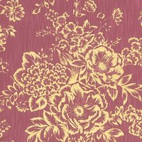 Blumen Tapete Profhome 306576 Textiltapete strukturiert mit floralen Ornamenten glänzend gold rot 5,33 m2 von PROFHOME