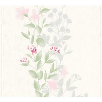 Profhome - Blumen Tapete 372661 Vliestapete leicht strukturiert mit floralen Ornamenten matt grün rosa grau 5,33 m2 von PROFHOME