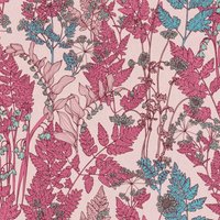 Profhome - Blumen Tapete 377518 Vliestapete glatt mit floralen Ornamenten matt rosa rot blau braun 5,33 m2 - rosa von PROFHOME