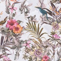 Profhome - Blumen Tapete 381787 glatte Vliestapete ohne Struktur mit floralen Ornamenten matt grün rosa orange rosa 5,33 m2 von PROFHOME