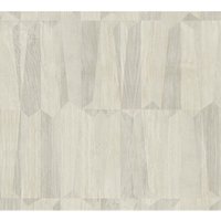 Holz Tapete Profhome 387431 heißgeprägte Vliestapete leicht strukturiert mit geometrischen Formen schimmernd beige grau creme-weiß 5,33 m2 - beige von PROFHOME