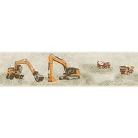 Profhome - Kinder Tapete 358712 Bordüre glatt mit grafischem Muster matt orange beige schwarz 0,65 m2 von PROFHOME