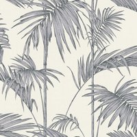 Natur Tapete Profhome 369192 Vliestapete leicht strukturiert mit Palmen glänzend grau silber weiß 5,33 m2 - grau von PROFHOME