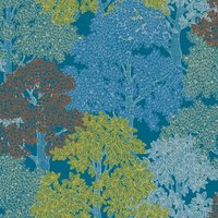 Profhome - Natur Tapete 377531 Vliestapete glatt mit Waldmotiv matt blau gelb rot creme 5,33 m2 - blau von PROFHOME