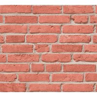 Profhome - Stein Kacheln Tapete 355811 Vliestapete leicht strukturiert mit Natur-Mustern matt rot beige 5,33 m2 von PROFHOME