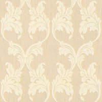 Profhome - Textiloptik Tapete 956282 Textiltapete strukturiert im Barock-Stil matt beige gelb 5,33 m2 von PROFHOME