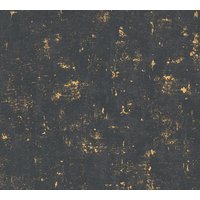 Stein Kacheln Tapete Profhome 230782 Vliestapete leicht strukturiert in Steinoptik matt schwarz gold 5,33 m2 - schwarz von PROFHOME