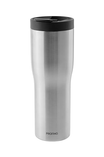 PROFINO Barista Thermo To Go Becher 0,5 L | Edelstahl | Auslaufsicher dank Doppellock-System | BPA-frei | Spülmaschinengeeignet | Edelstahl Thermobecher Kaffee to go hält 4h warm & 8h kalt von PROFINO