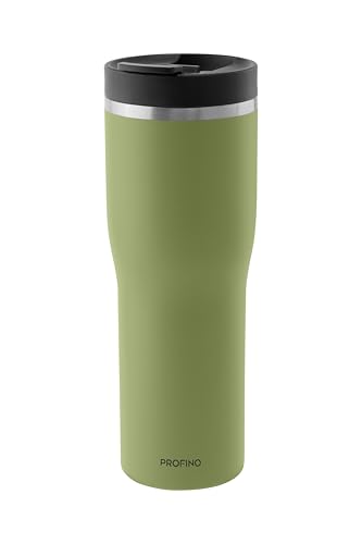 PROFINO Barista Thermo To Go Becher 0,5 L | Salbei | Auslaufsicher dank Doppellock-System | BPA-frei | Spülmaschinengeeignet | Edelstahl Thermobecher Kaffee to go hält 4h warm & 8h kalt von PROFINO