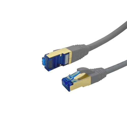 ProfiPatch Cat.6A S/FTP RJ45 mit Cat.7 Rohkabel PiMF halogenfrei LSZH PREMIUM AWG26 RJ45 Schirmblech vergoldet DSL Ethernet TV Netzwerk LAN 10GB grau 0,25m von PROFIPATCH.COM