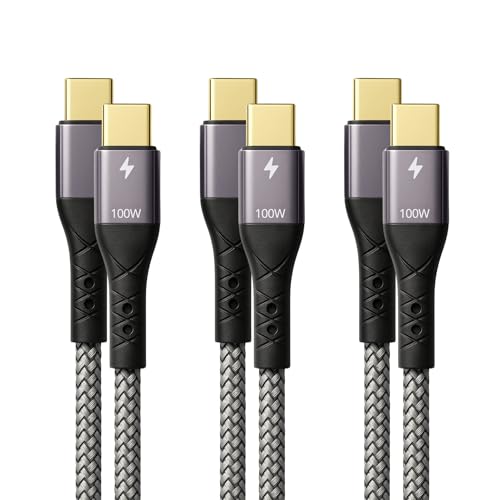 ProfiPatch USB C auf USB C Kabel 0,5m 100W PD 3.0 5A E-Mark Chip grau Goldkontakt Textil USB Datenkabel, Schnellladekabel für Notebooks, Laptops und Handys (0,5m+1m+2m) ProfiPatch USB C auf USB C Kabel 0,5m 100W PD 3.0 5A E-Mark Chip grau Goldkontakt Textil USB Datenkabel, Schnellladekabel für Notebooks, Laptops und Handys (0,5m+1m+2m) von PROFIPATCH.COM