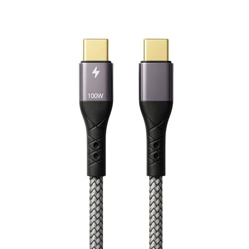 ProfiPatch USB C auf USB C Kabel 2m 100W PD 3.0 5A E-Mark Chip grau Goldkontakt Textil USB Datenkabel, Schnellladekabel für Notebooks, Laptops und Handys ProfiPatch USB C auf USB C Kabel 2m 100W PD 3.0 5A E-Mark Chip grau Goldkontakt Textil USB Datenkabel, Schnellladekabel für Notebooks, Laptops und Handys von PROFIPATCH.COM