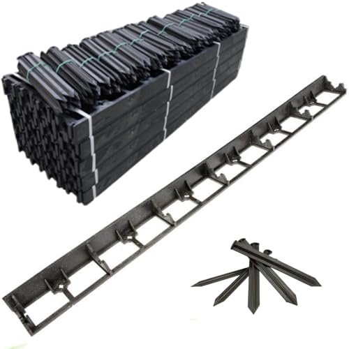 PROFIPLASTIC Kunststoff Garteneinfassung 32m - Höhe 58mm - Flexible Rasenkante - Set mit Einfassung und 140 Befestigungsdübeln (24 cm) von PROFIPLASTIC