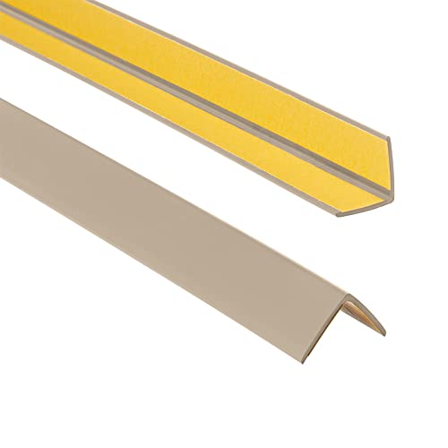 ProfiPVC Winkelprofil 25x25mm, 100cm, Kunststoffwinkel aus PVC-Gummi - selbstklebend Kantenschutzprofil, elastischer Kantenschutz - Eckschutzprofil, einfache Montage, Beige von ProfiPVC