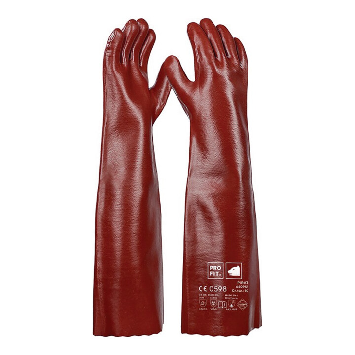 B-Ware Profit Chemikalienschutzhandschuh Schutzhandschuh Pvc Größe 10 Rotbraun 6 Paar von PROFIT