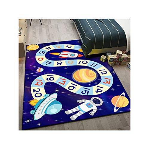 TYKTZXY Kinderteppich Spielen Teppich Straße Auto Tier Universum Blau Grün Grau(80×120cm,31×47inch) von TYKTZXY