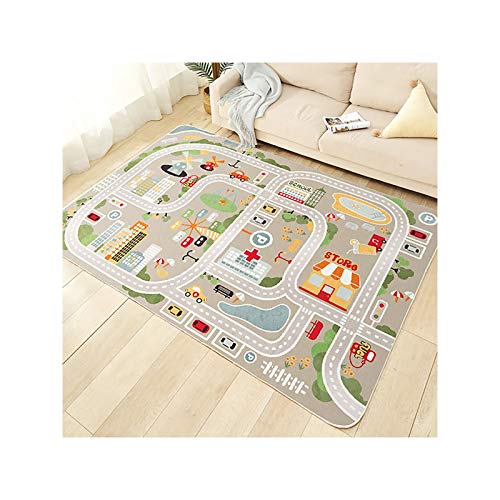 TYKTZXY Autoteppich Spielteppich Straße, Kinderteppich Jungen Straßenteppich, Bauteppich Fahrzeug Teppich Kinder, Grösse:160×230cm von TYKTZXY