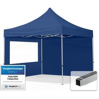 3x3 m Faltpavillon, economy Alu 32mm, Seitenteile mit Panoramafenster, blau - blau von INTENT24