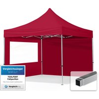 3x3 m Faltpavillon, economy Alu 32mm, Seitenteile mit Panoramafenster, rot - rot von INTENT24