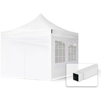 3x3 m Faltpavillon, economy Stahl 30mm, Seitenteile mit Sprossenfenstern, weiß - weiß von INTENT24