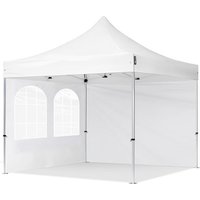 3x3 m Faltpavillon professional Alu 40mm, Seitenteile mit Sprossenfenstern, weiß - weiß von INTENT24