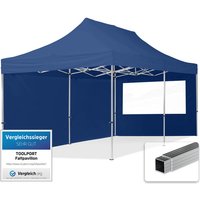 3x6 m Faltpavillon, economy Alu 32mm, Seitenteile mit Panoramafenstern, blau - blau von INTENT24