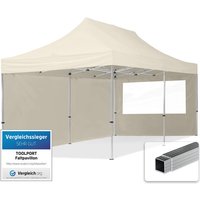 3x6 m Faltpavillon, economy Alu 32mm, Seitenteile mit Panoramafenstern, creme - crème von INTENT24