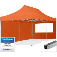 3x6 m Faltpavillon, economy Alu 32mm, Seitenteile mit Panoramafenstern, orange - orange von INTENT24