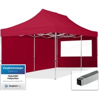 3x6 m Faltpavillon, economy Alu 32mm, Seitenteile mit Panoramafenstern, rot - rot von INTENT24