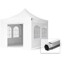 3x3 m Faltpavillon professional Alu 40mm, Seitenteile mit Sprossenfenstern, weiß - weiß von INTENT24