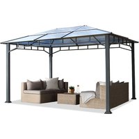 Intent24 - Gartenpavillon 3x4 m Aluminium Gestänge Polycarbonat Dach 8mm Pavillon Gartenzelt ohne Seitenteile - loft grey von INTENT24