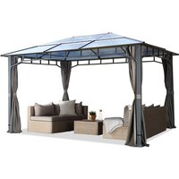 Gartenpavillon 3x4 m wasserdicht alu deluxe Polycarbonat Dach 8mm Pavillon 4 Seitenteile Partyzelt grau 9x9 cm Profil von INTENT24