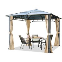 Gartenpavillon Hardtop Sunset Deluxe champagner, 3x3 m, Polycarbonat Dach 8mm Pavillon 4 Seitenteile ca. 9x9 cm Profil - champagnerfarben von INTENT24