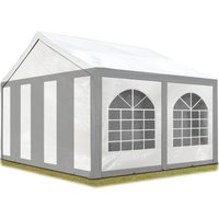 Hochwertiges Partyzelt 3x4 m Pavillon Zelt pe Plane 450 n Gartenzelt Festzelt Bierzelt Wasserdicht grau-weiß von CARPASOL