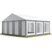 Party-Zelt Festzelt 4x6 m Garten-Pavillon -Zelt pvc Plane 700 n in grau-weiß Wasserdicht - Toolport von TOOLPORT