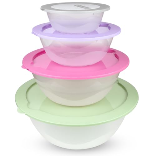 PROFUN Salatschüssel mit Deckel groß Schüssel Set mit deckel Rührschüssel Plastikschüssel Frischhaltedosen Stapelbare Dosen 4er-pack von PROFUN