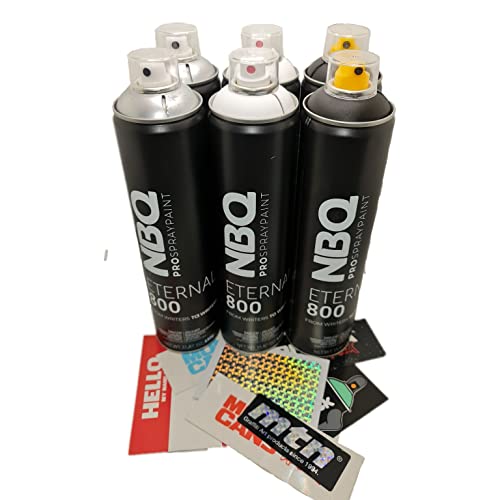 Progal Colors NBQ Eternal Domino-Doppelpack (Schwarz, Weiß, Silber, 600 ml), mattes Spray, hoher Druck, schnelltrocknend, für Graffiti, Basteln und Dekoration, inklusive Aufkleber von PROGAL COLORS
