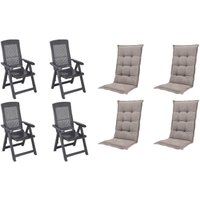 PROGARDEN,MADISON Klappsessel Set + Auflagen Tampa anthrazit Kunststoff B/H/L: ca. 61x109x60 cm PROGARDEN,MADISON Klappsessel Set + Auflagen Tampa anthrazit Kunststoff B/H/L: ca. 61x109x60 cm von PROGARDEN,MADISON